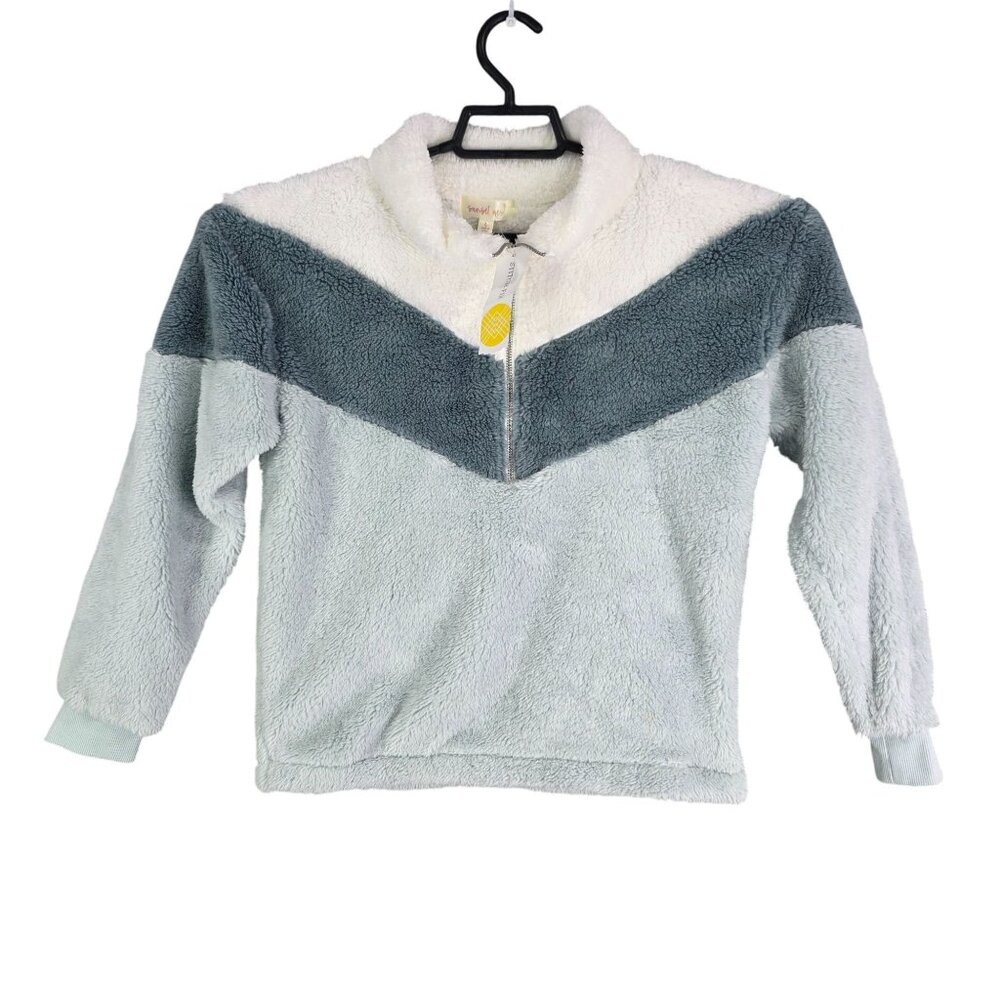 Girls Multicolor Sunset West Fuzzy Fleece Sweatshirt 1/4 Zip Long Sleeve Size L